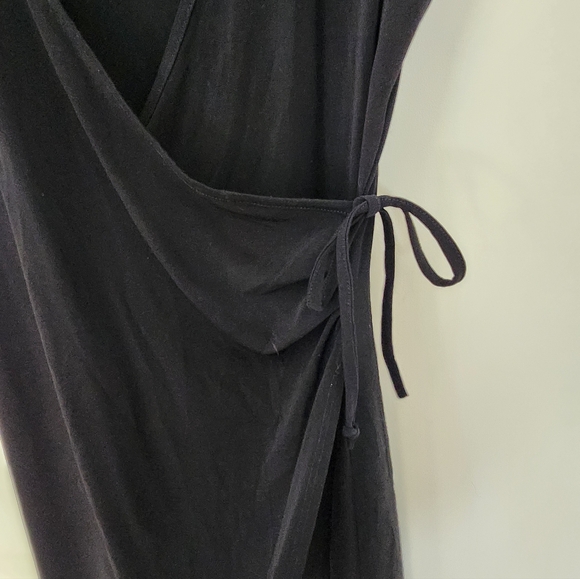 Vintage 90's Black Faux Warp Dress - Picture 4 of 6